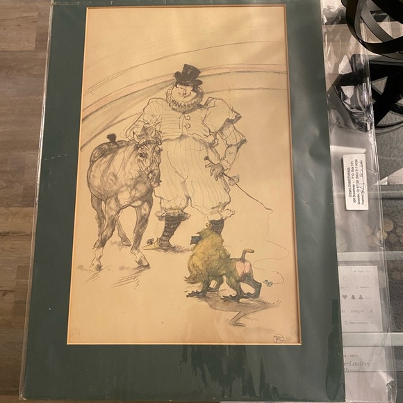Toulouse Latrec - 1800’s Vintage Circus Art - TLC - Clown Monkey Signed Fine Art - Picture 7 of 11